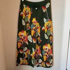 Farm Rio Anthropologie Floral Wide Leg High Rise Sweater Pants -Size XL (long)